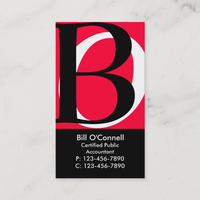 Initials Business Card/ Red Card (Front)