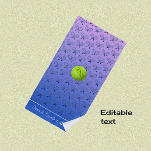 Initials custom text patterned blue pink beach towel