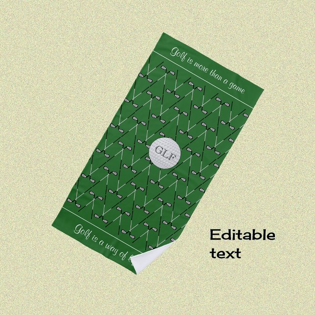 Initials custom text patterned green beach towel (Creator Uploaded)