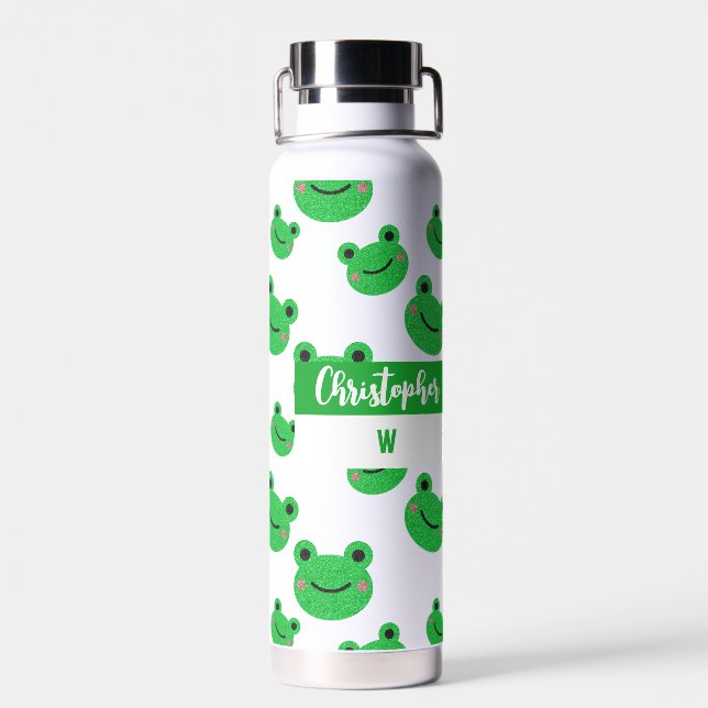 Initials Froggy Simple Modern Fun Water Bottle (Back)