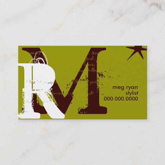 Initials Green regular Appointment Card (Front)