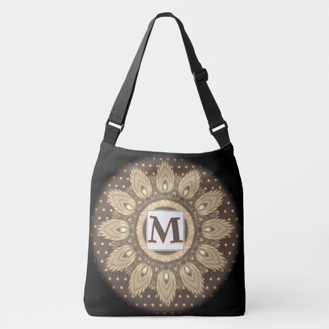 Initials large cross body tote bag psychedelic (Front)
