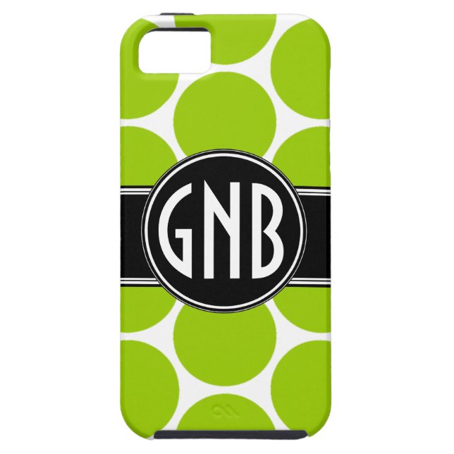 INITIALS LIME GREEN POLKA DOTS iPhone 5 Case (Back)