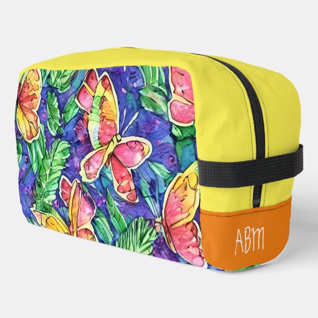 Initials lovely birthday gift Pretty butterfly Dopp Kit (Left Corner)