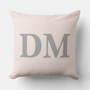 Initials modern elegant big letters Pink Cushion
