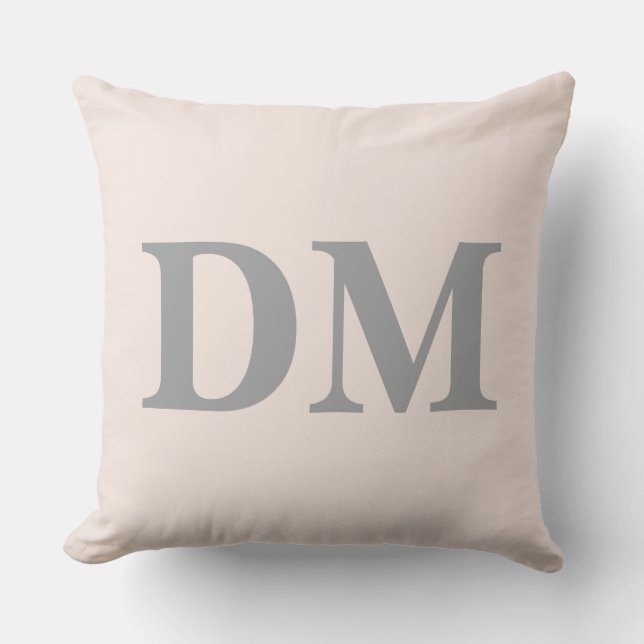 Initials modern elegant big letters Pink Cushion (Front)