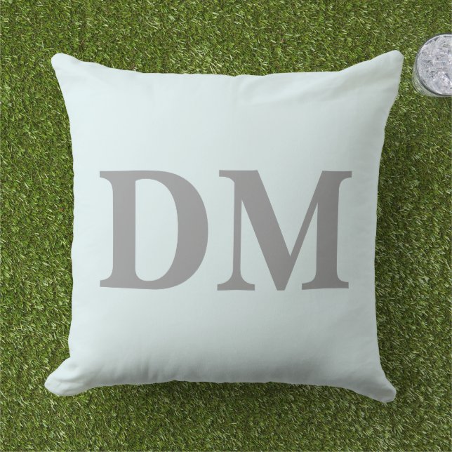 Initials modern letters blue and grey Minimal Cushion (Grass)