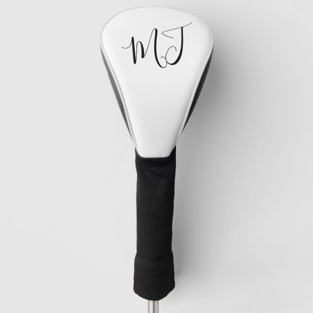 Initials Modern White Golf Head Cover (Front)