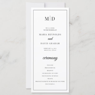 Initials Monogram Minimalist Wedding Program