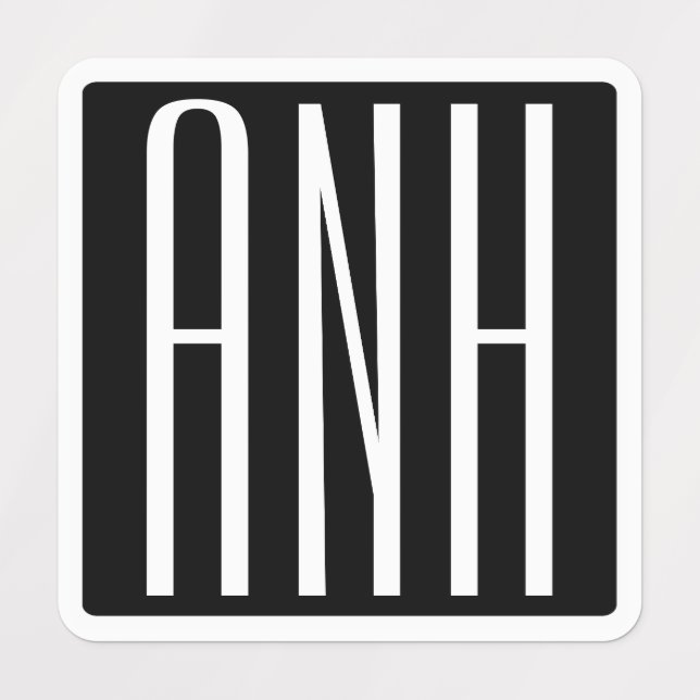 Initials Monogram | White On Black (Design 5)