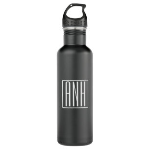 Initials Monogram   White On Black 710 Ml Water Bottle