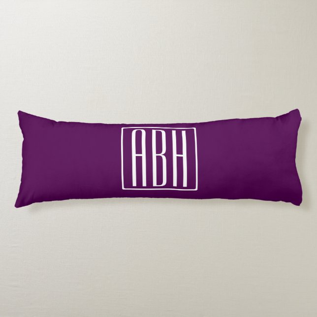 Initials Monogram | White On Deep Purple Body Cushion (Front)