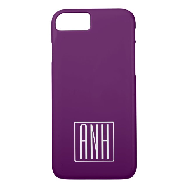 Initials Monogram | White On Deep Purple Case-Mate iPhone Case (Back)