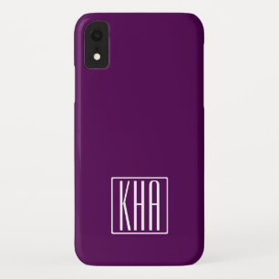 Initials Monogram   White On Deep Purple iPhone XR Case
