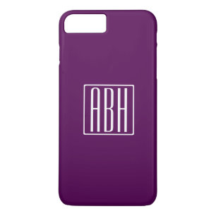 Initials Monogram White On Deep Purple iPhone 8 Plus/7 Plus Case