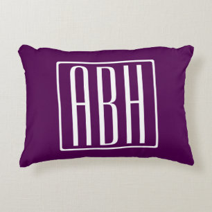 Initials Monogram White On Deep Purple Decorative Cushion