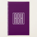 Initials Monogram | White On Deep Purple Planner<br><div class="desc">Upbeat & modern.</div>
