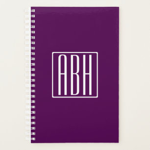 Initials Monogram White On Deep Purple Planner