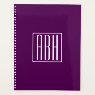 Initials Monogram White On Deep Purple Planner