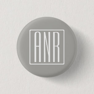 Initials Monogram White On Light Grey 3 Cm Round Badge