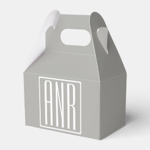 Initials Monogram White On Light Grey Favour Box