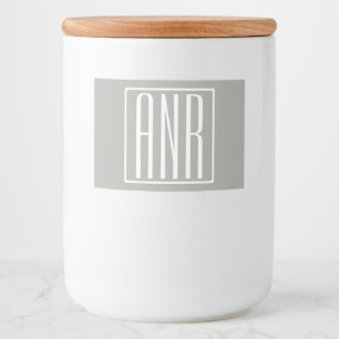Initials Monogram White On Light Grey Food Label