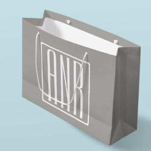 Initials Monogram   White On Light Grey Large Gift Bag