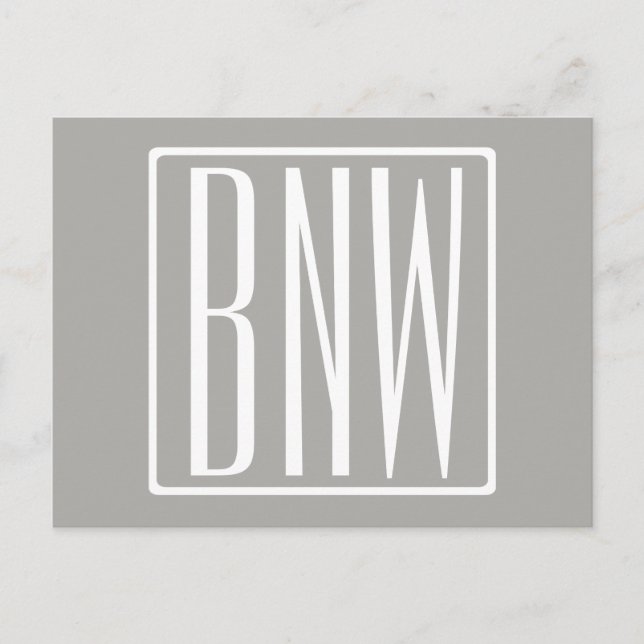 Initials Monogram | White On Light Grey Postcard (Front)