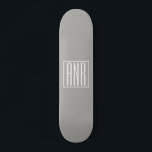 Initials Monogram | White On Light Grey Skateboard<br><div class="desc">Classy,  bold & modern.</div>