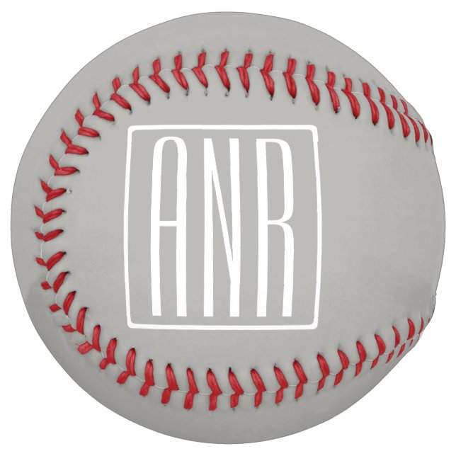 Initials Monogram | White On Light Grey Softball (Front Left)