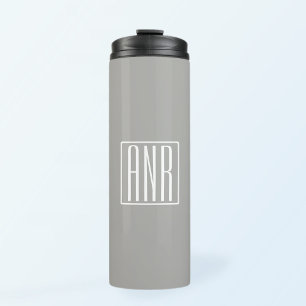 Initials Monogram   White On Light Grey Thermal Tumbler