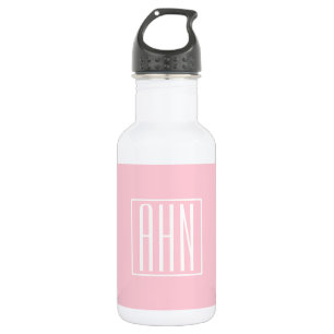 Initials Monogram   White On Light Pink 532 Ml Water Bottle