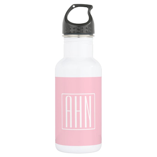 Initials Monogram | White On Light Pink 532 Ml Water Bottle (Front)