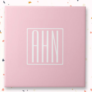 Initials Monogram White On Light Pink Ceramic Tile