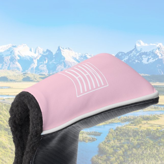 Initials Monogram | White On Light Pink Golf Head Cover (Creator Uploaded)