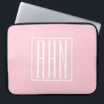 Initials Monogram | White On Light Pink Laptop Sleeve<br><div class="desc">Soft light pink with your custom monogram...  upbeat & modern.</div>