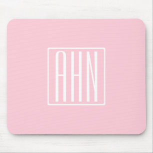 Initials Monogram White On Light Pink Mouse Pad