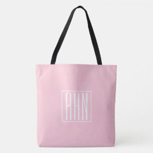 Initials Monogram White On Light Pink Tote Bag