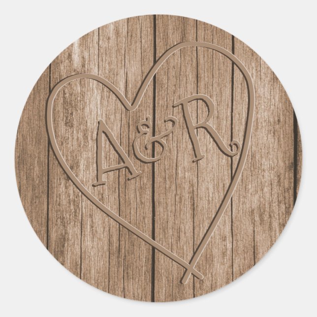Initials monogram wood effect sticker (Front)