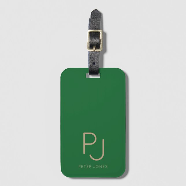 Initials Monogrammed Personalized  Luggage Tag (Front Vertical)