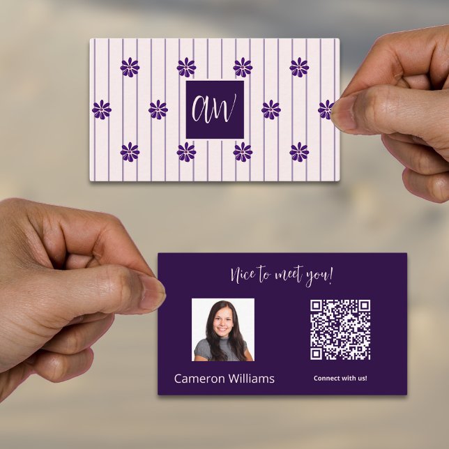 Initials Nice to Meet You! Connect With Us! Social Business Card (Creator Uploaded)
