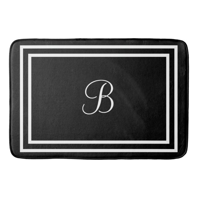 Initials or name black bathmat (Front)