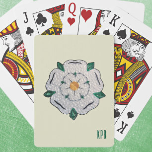 Initials, Quilled Yorkshire White Rose  Playing Cards