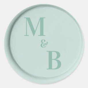 Initials sage green wax seal wedding stickers