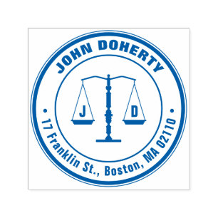 Initials Scales of Justice   Round return address Self-inking Stamp