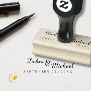 Initials & special date, a simple wedding rubber stamp