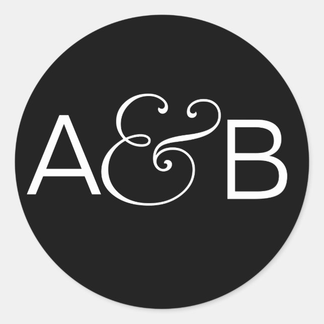 INITIALS STICKER SEAL BLACK WHITE (Front)