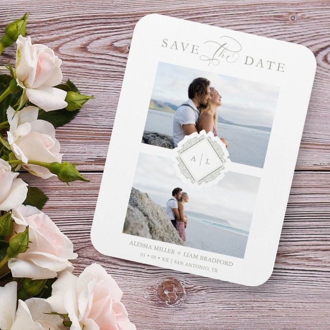 Initials Trend Chic Ornament Sophisticated Wedding Magnet (Creator Uploaded)