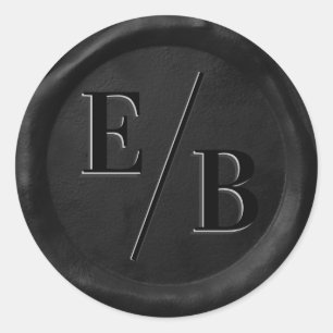 Initials Wedding Black Wax Seal Envelope Stickers