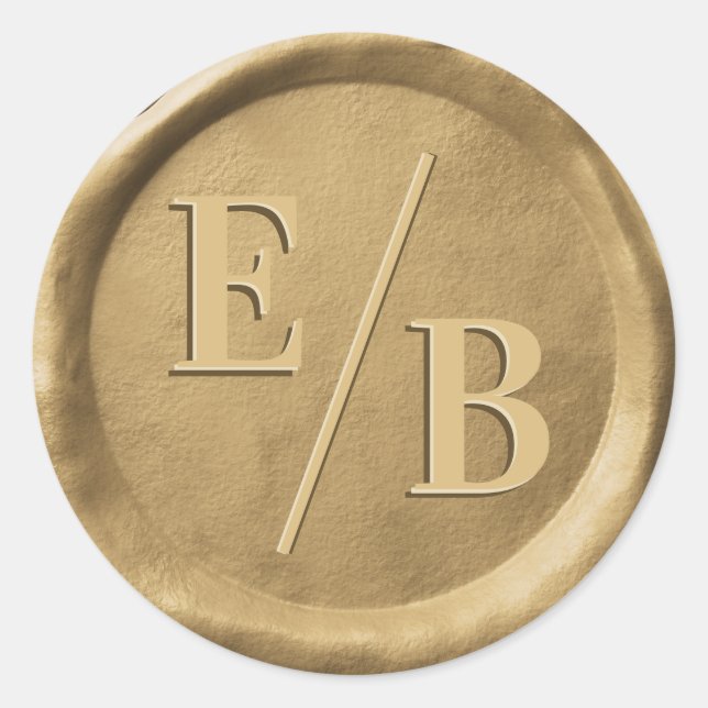 Initials Wedding Gold Wax Seal Envelope Stickers (Front)